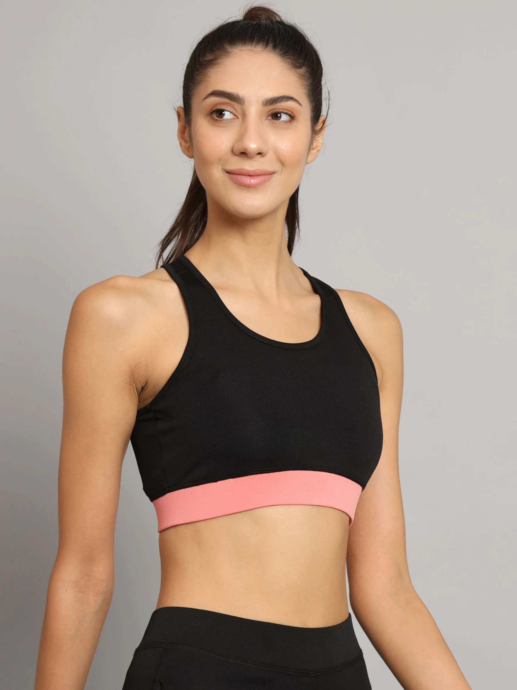Stripped Black Sports Bra