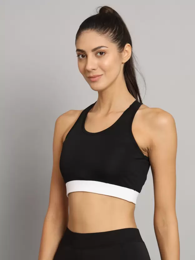 Stripped Black Sports Bra