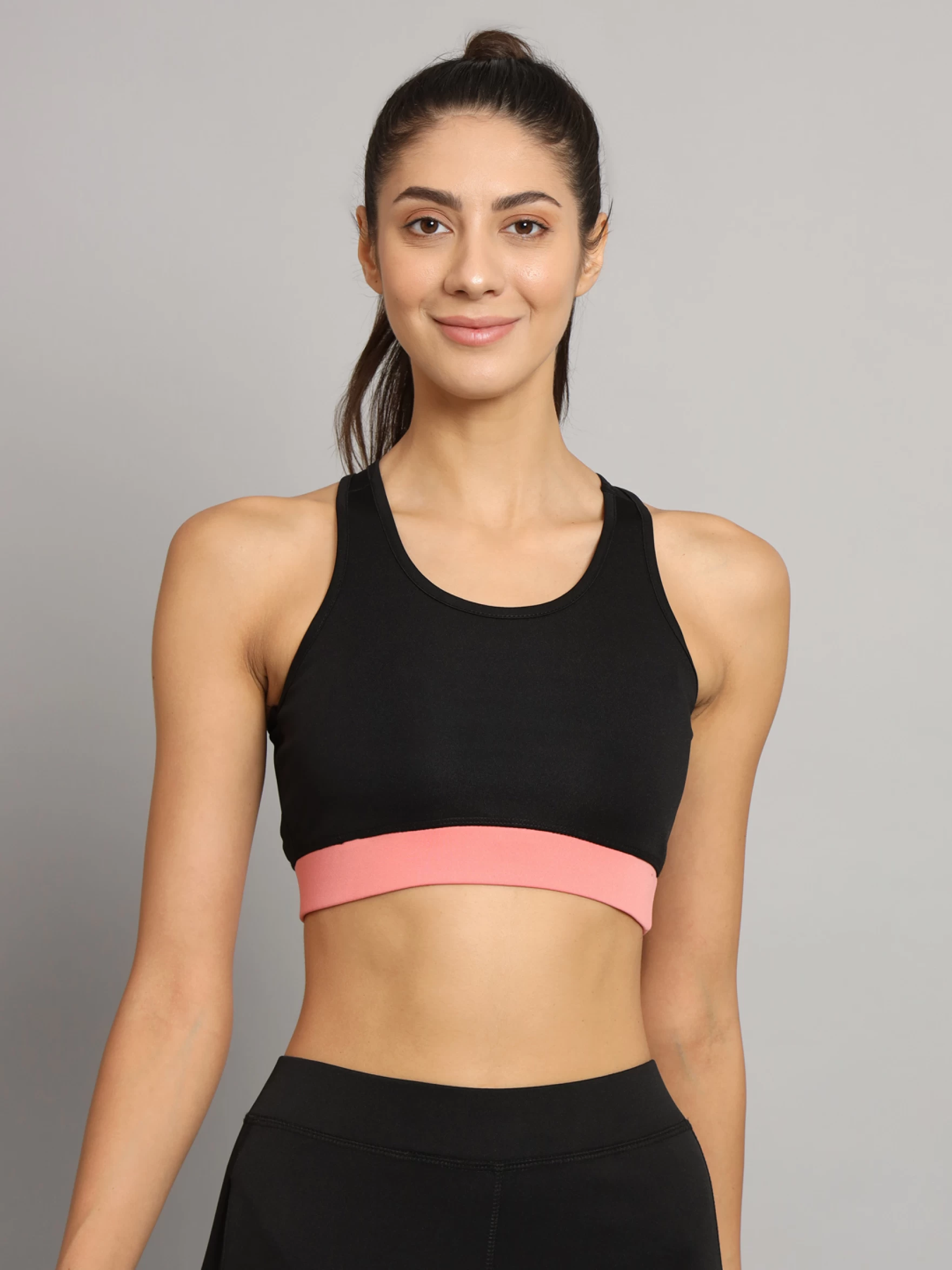 Stripped Black Sports Bra